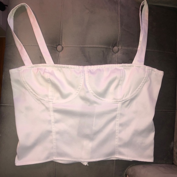 Danielle Bernstein White Satin Bustier Top - Picture 1 of 3